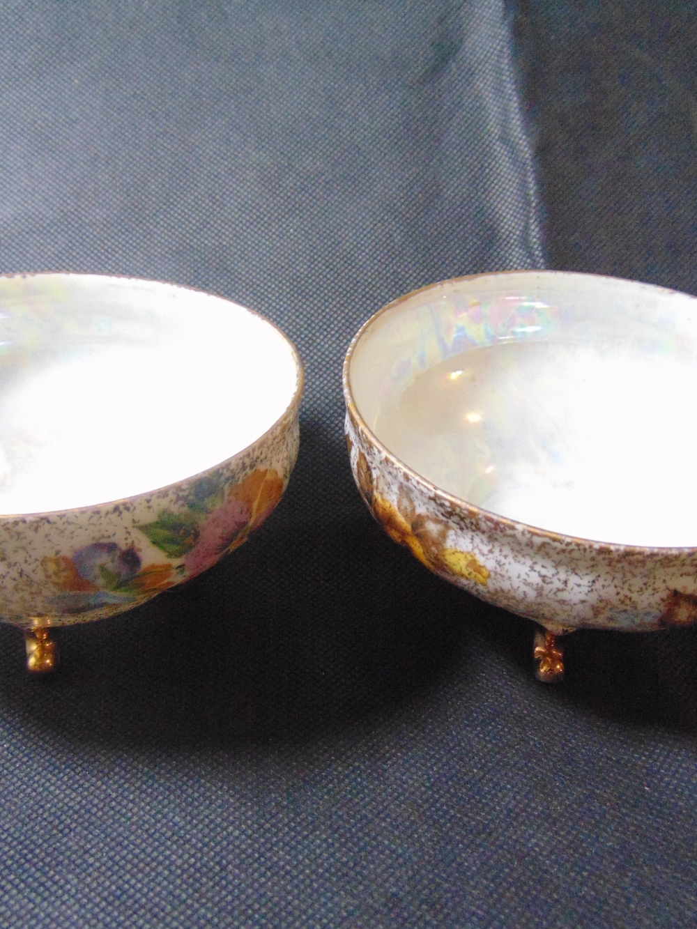 Pair Of Gold Accented Floral Tea Cups